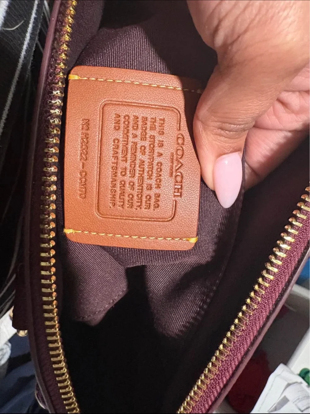 Coach Burgundy Leather Satchel with Gold Hardware